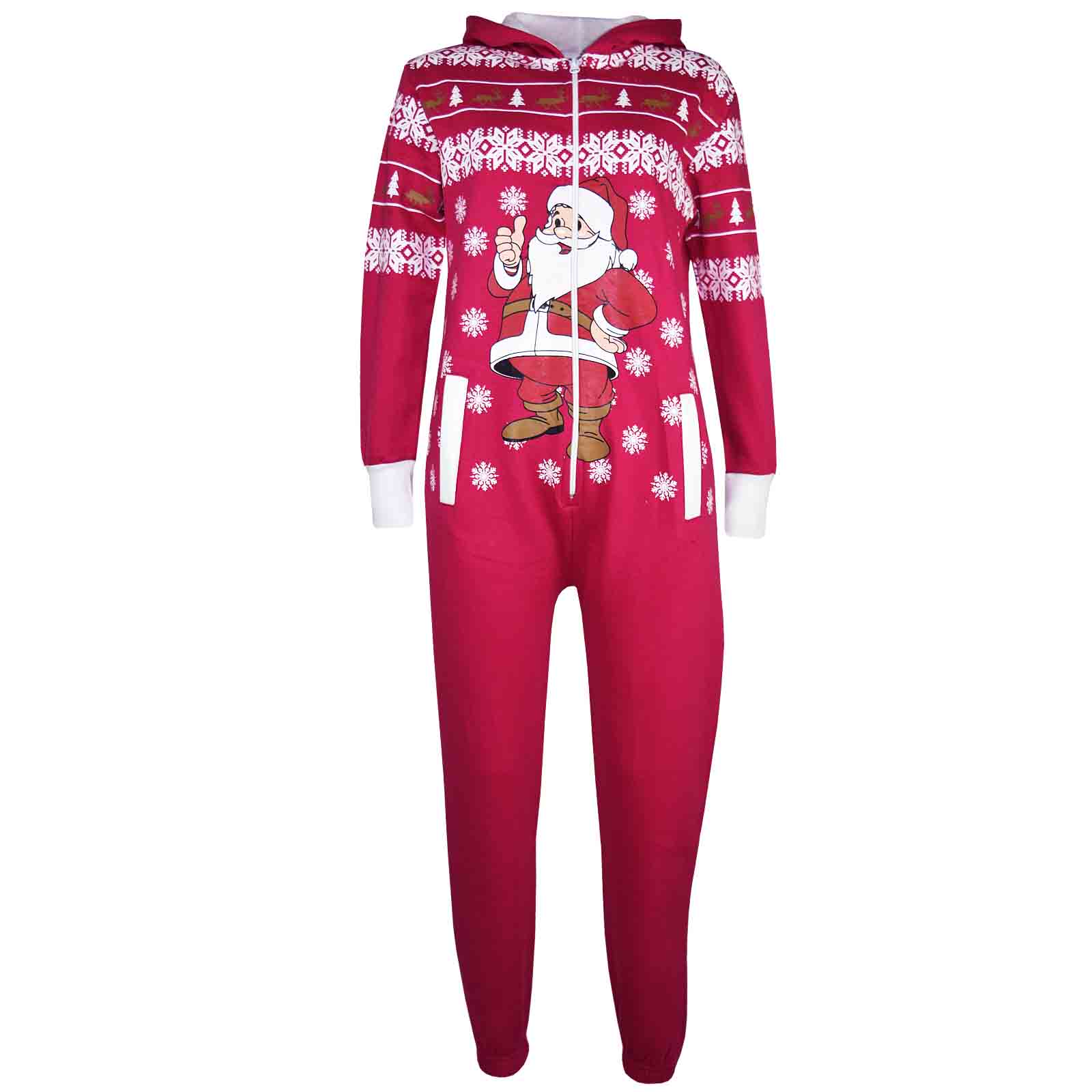 Kids Girls Boys Novelty Christmas Santa Fleece Onesie All In One
